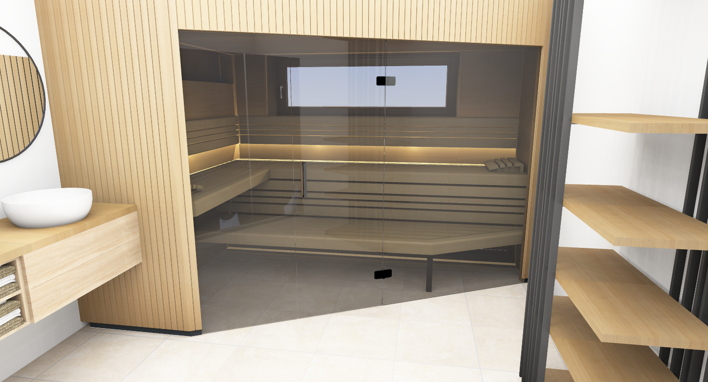 3D Planung Sauna vorne