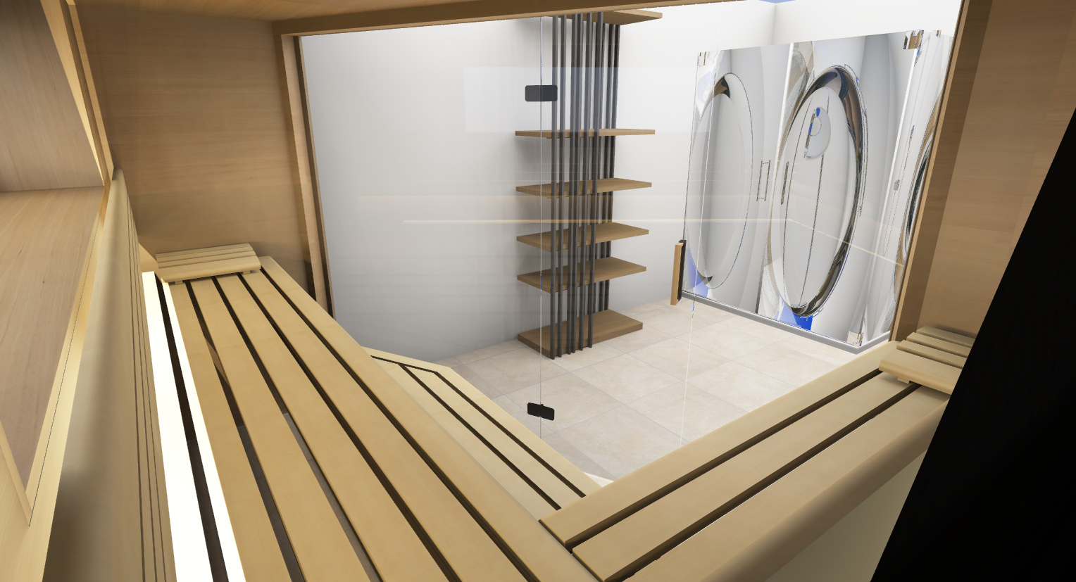 3D Planung Sauna innen seitlich